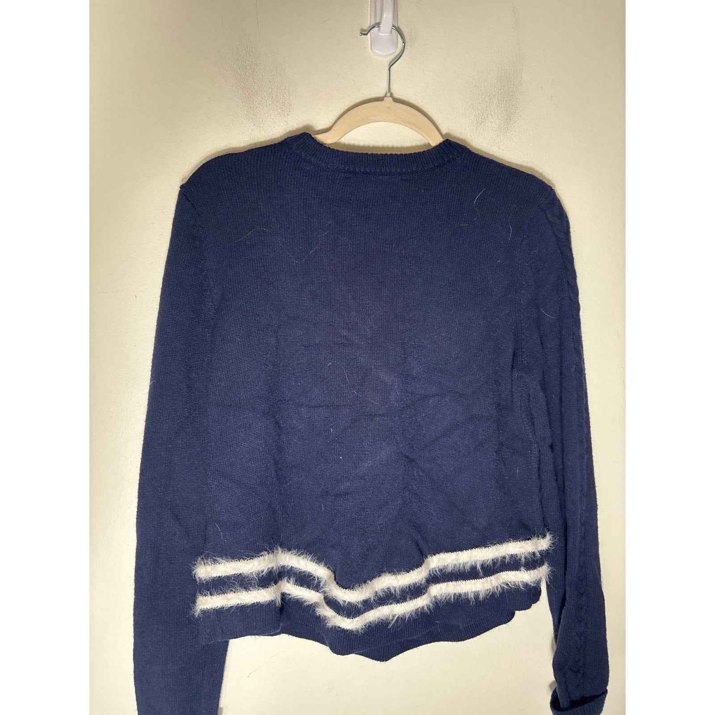 English Factory Navy with Cream Stripe Pullover Sweater Sz L