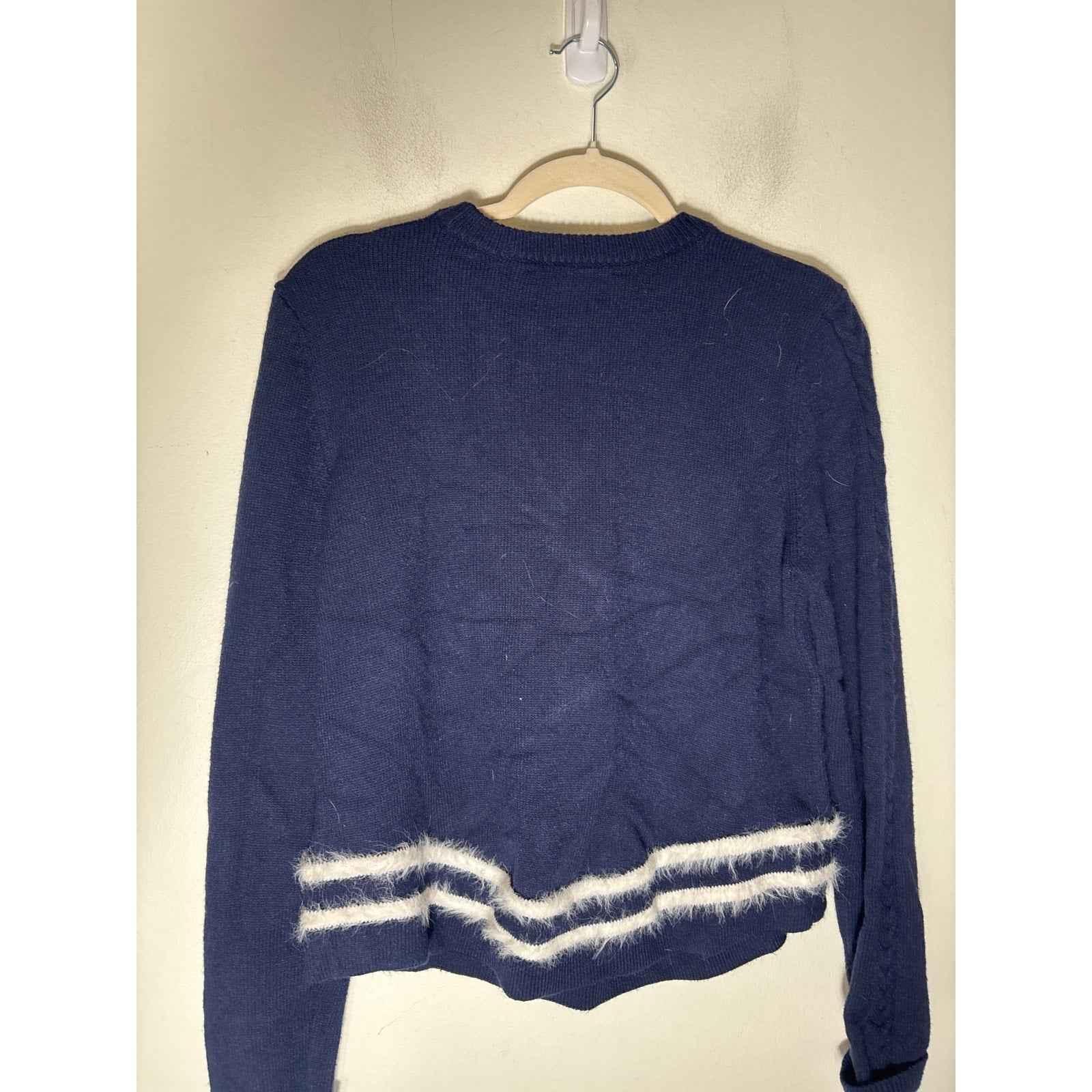 English Factory Navy with Cream Stripe Pullover Sweater Sz L