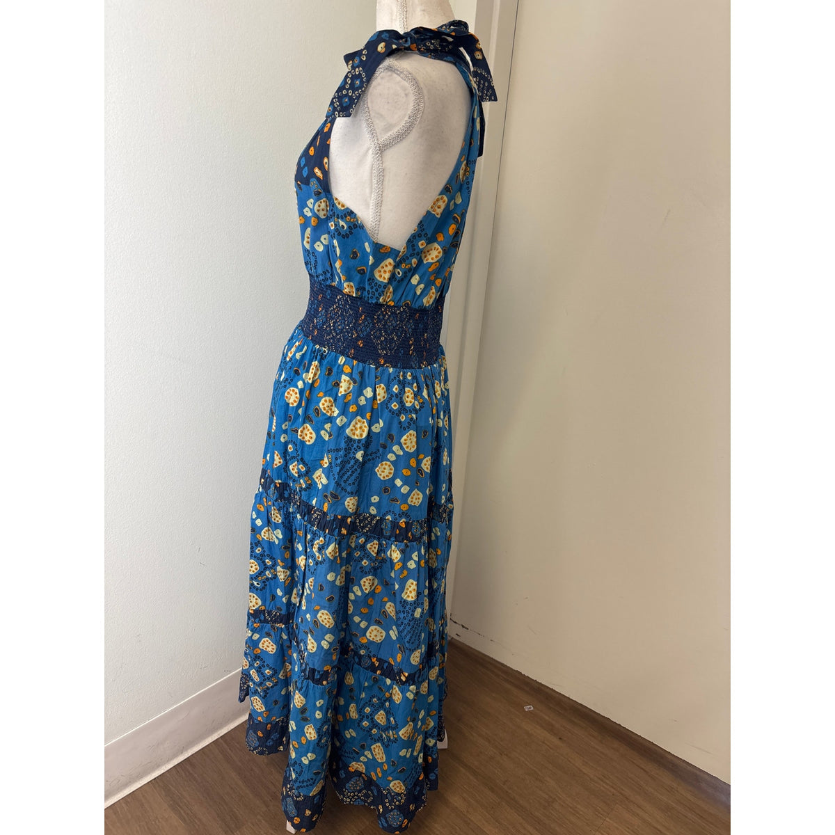 Love The Label Blue TIe Shoulder Maxi Dress Sz S