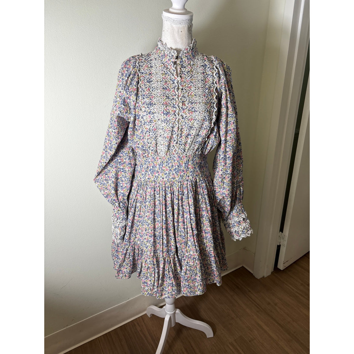 by TiMo Pink and Blue Mini Floral Dress Sz L