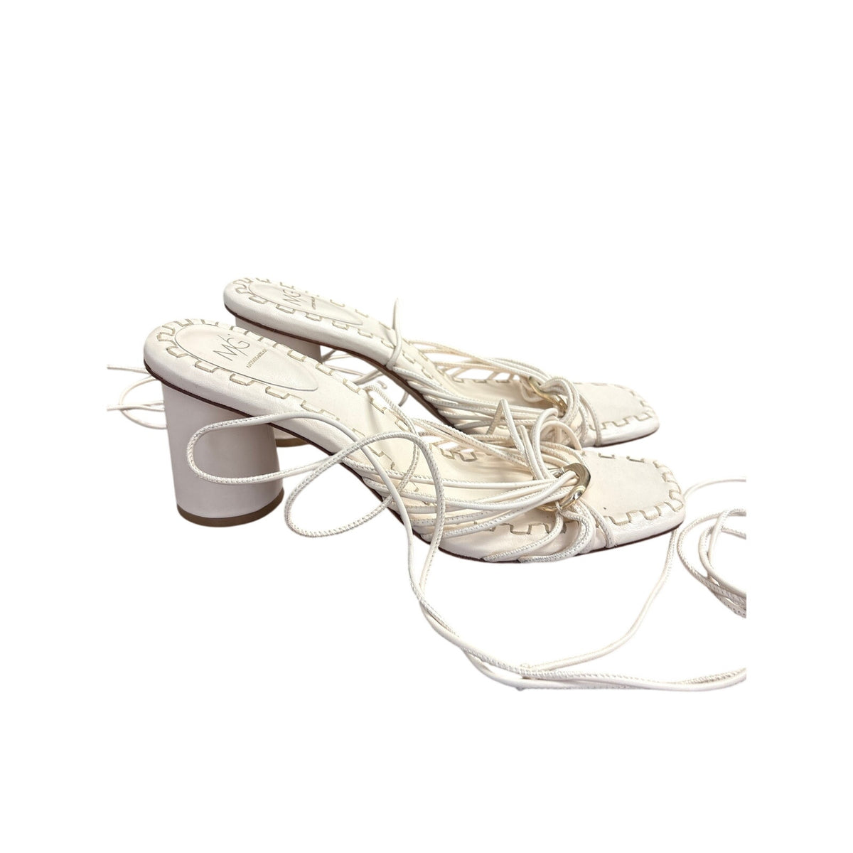 Antonio Melani M/G Cream Strappy Block Sandals Sz 9