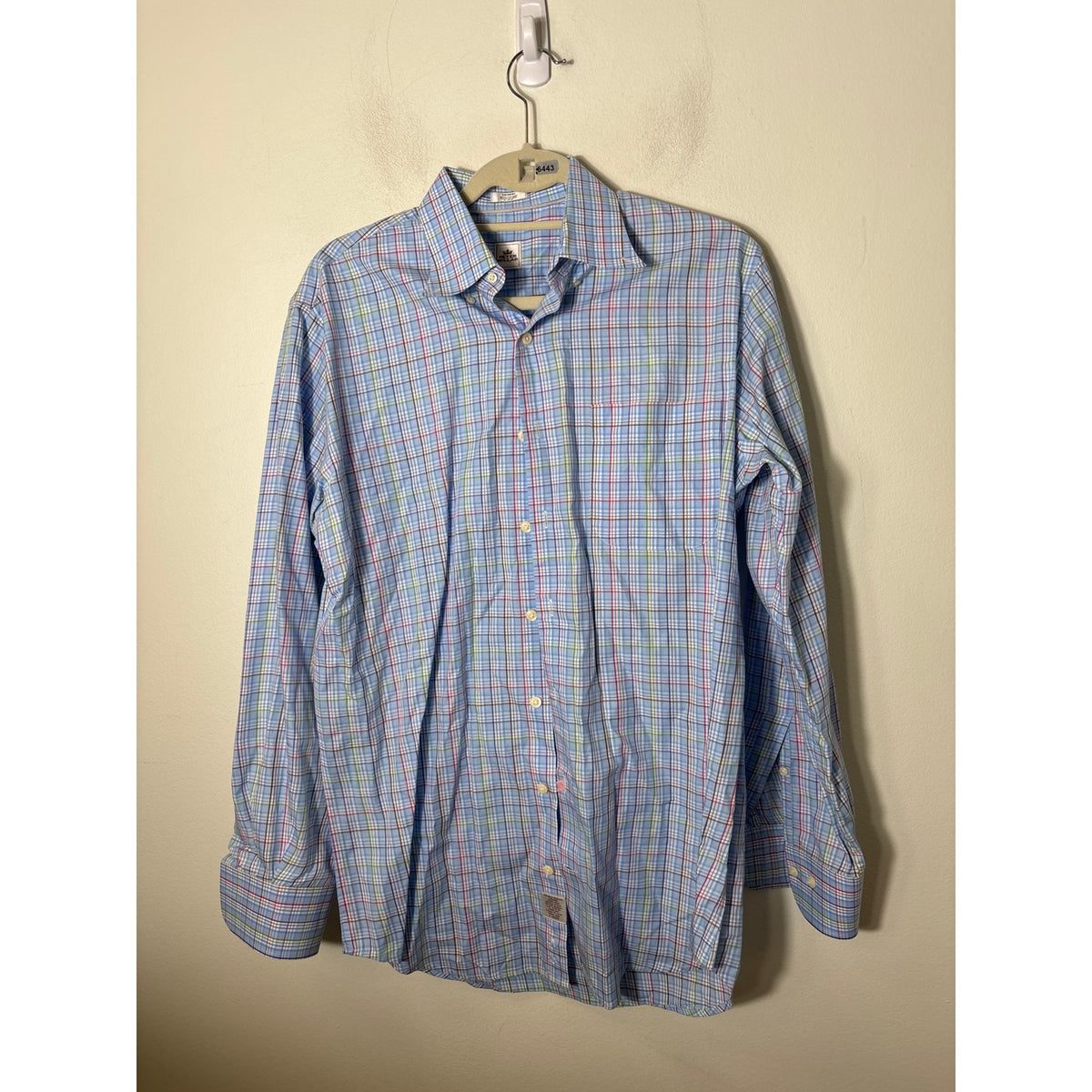 Mens Peter Millar Blue Primary Color Plaid Button Up SHirt Sz M