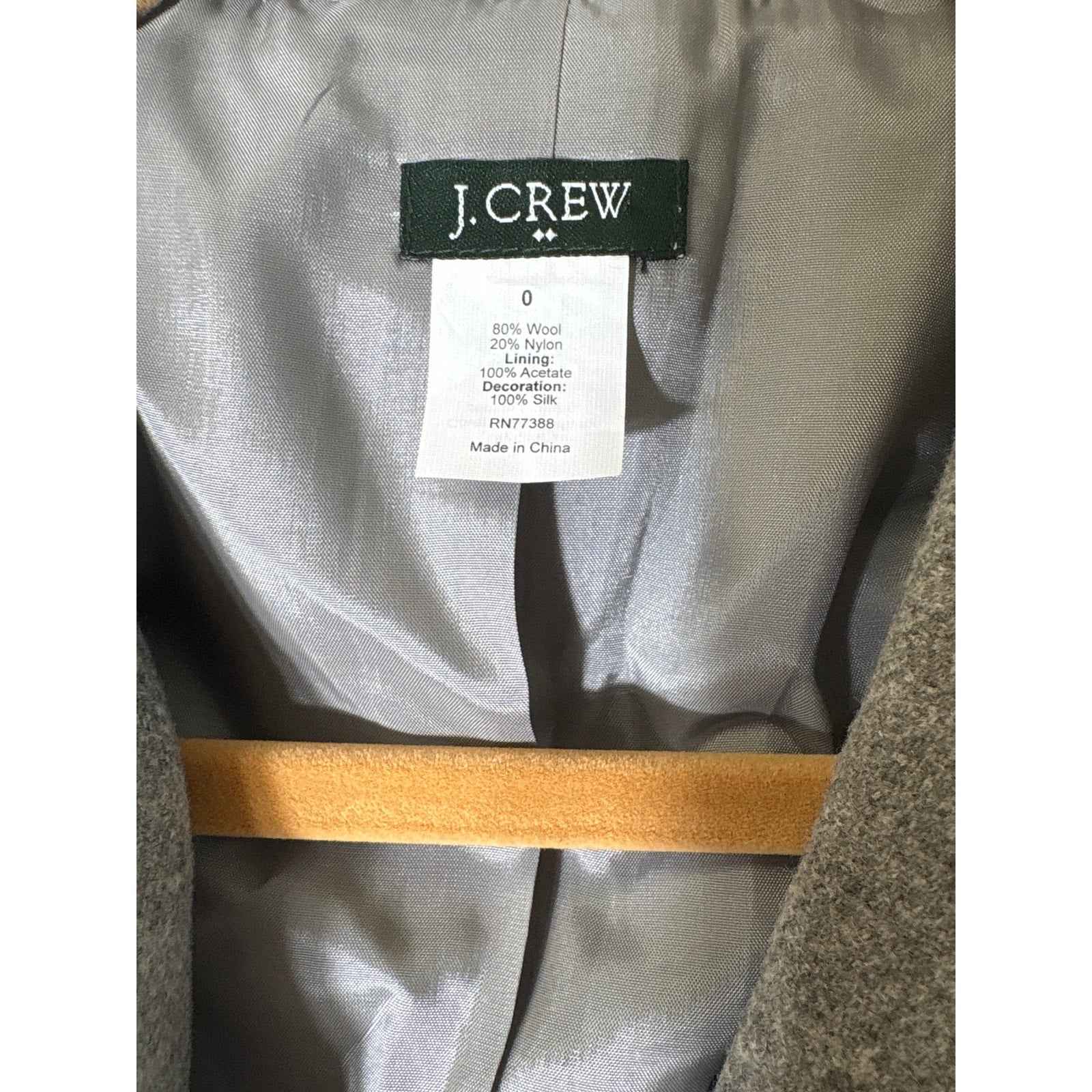 J.Crew Charcoal W Camel Trimmed Blazer Sz 0