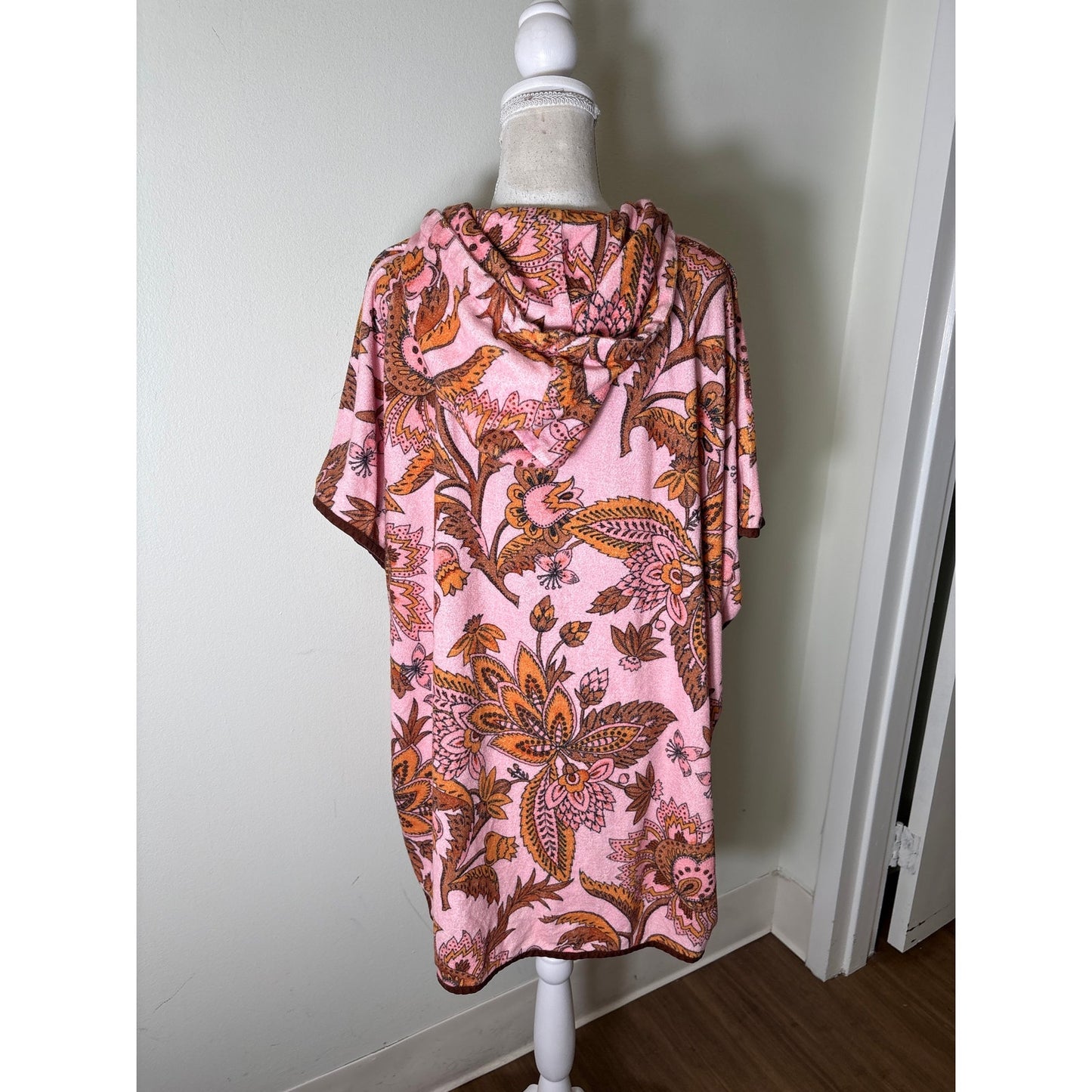 Tuckernuck Terry Towel Pink and Brown Hooded Coverup. Sz Xs/S