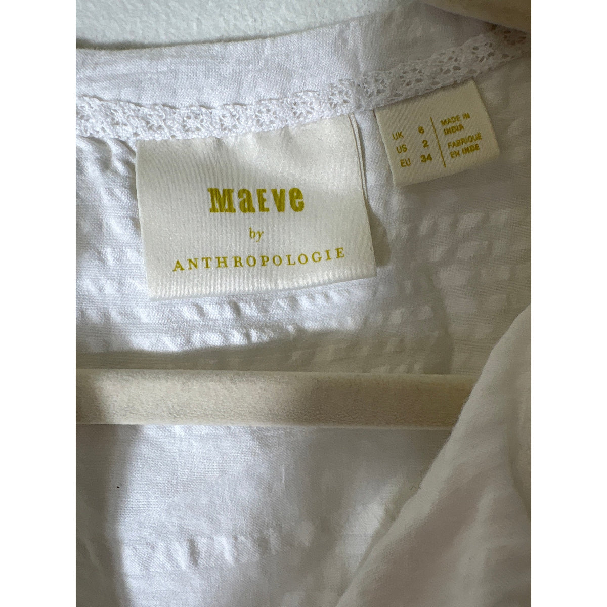 Maeve White Peasant Tunic Shirt Sz 2