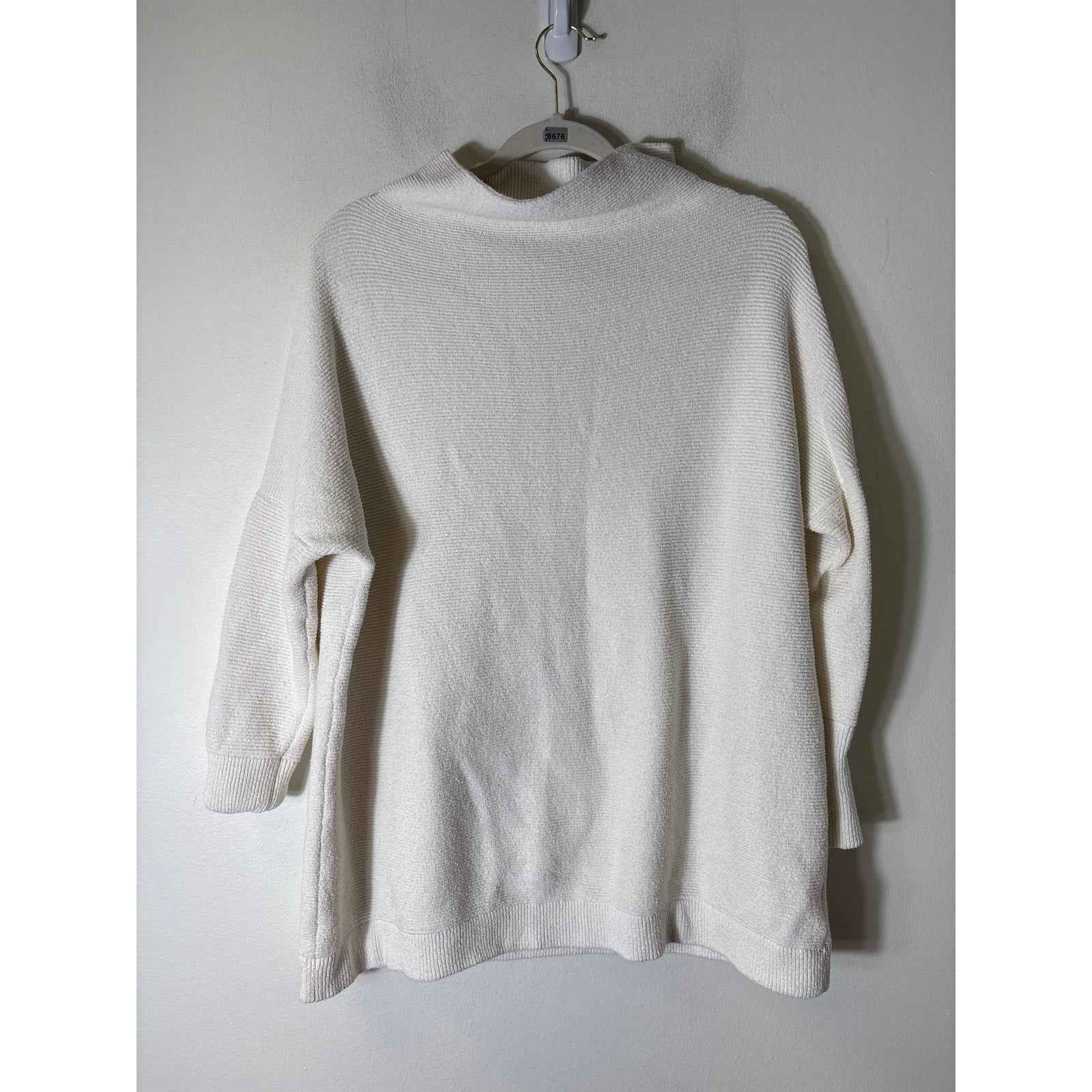 Free People Off White Long Sleeve Mock Neck Ribbed Sweater Sz S