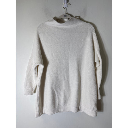 Free People Off White Long Sleeve Mock Neck Ribbed Sweater Sz S