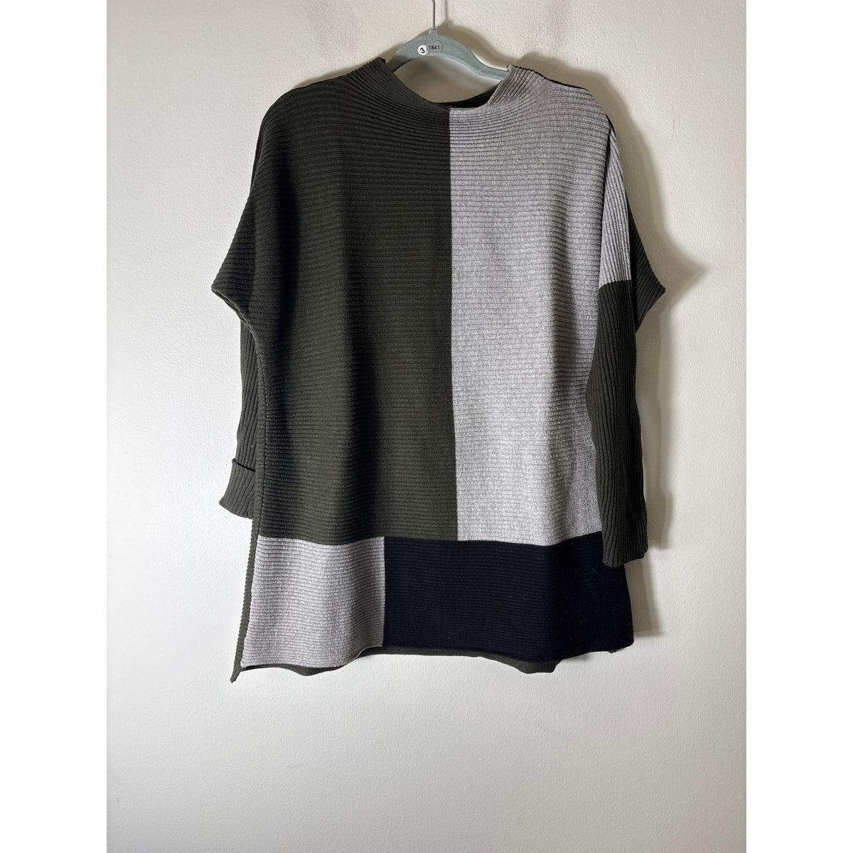 Project HUnter Green Color Block Long Sleeve Ribbed Sweater Sz XL