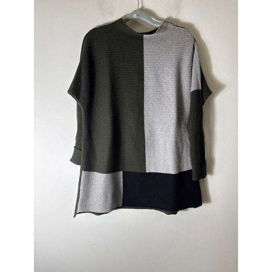 Project HUnter Green Color Block Long Sleeve Ribbed Sweater Sz XL
