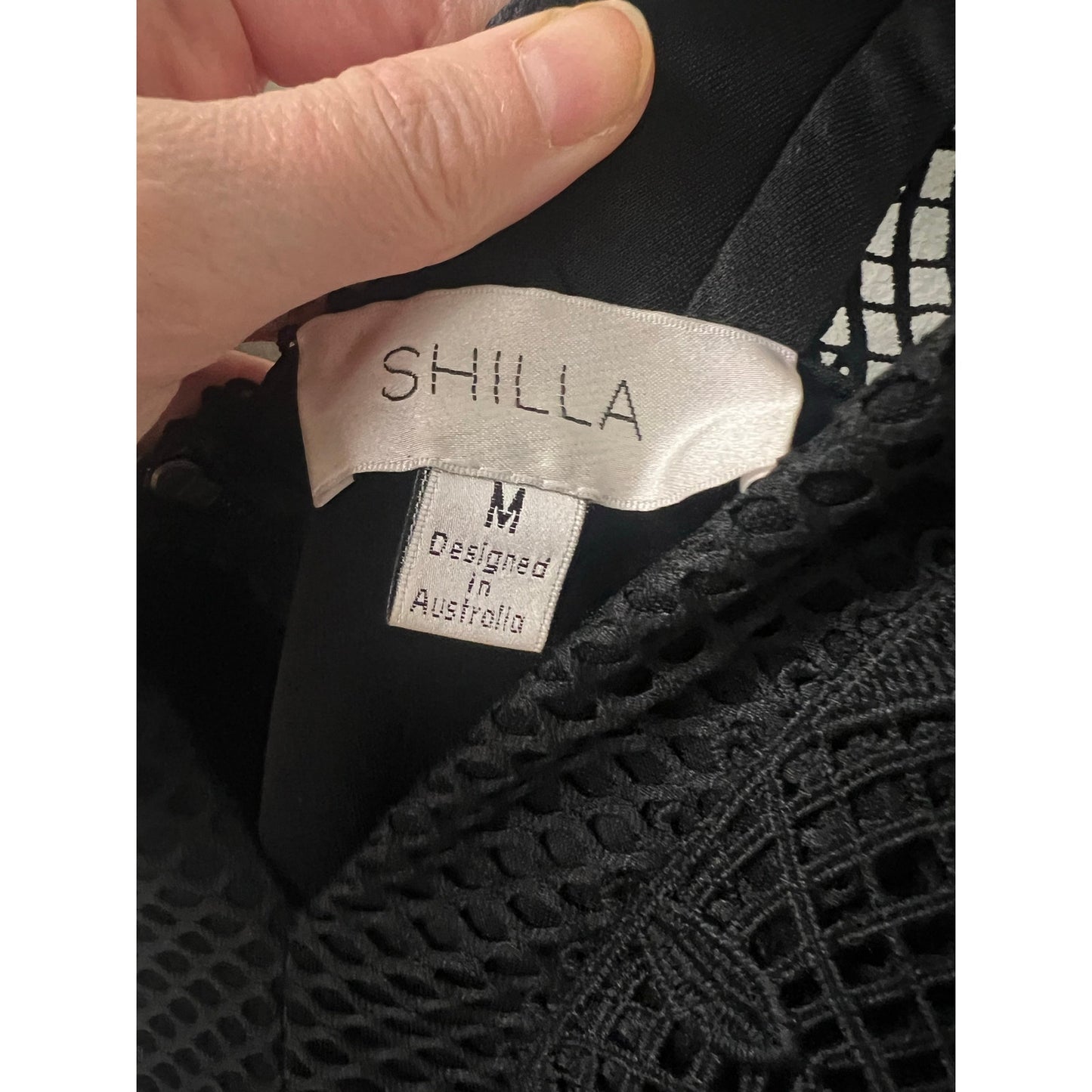 Shilla Black Lace Mini Dress Sz M