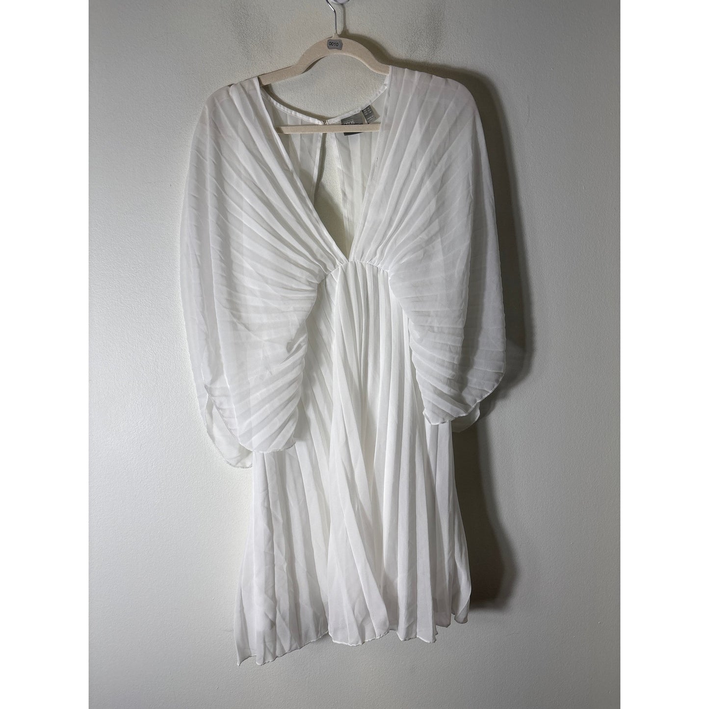 Asos Sheer White Mini Pleat Dress Sz 10