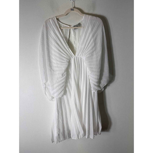 Asos Sheer White Mini Pleat Dress Sz 10