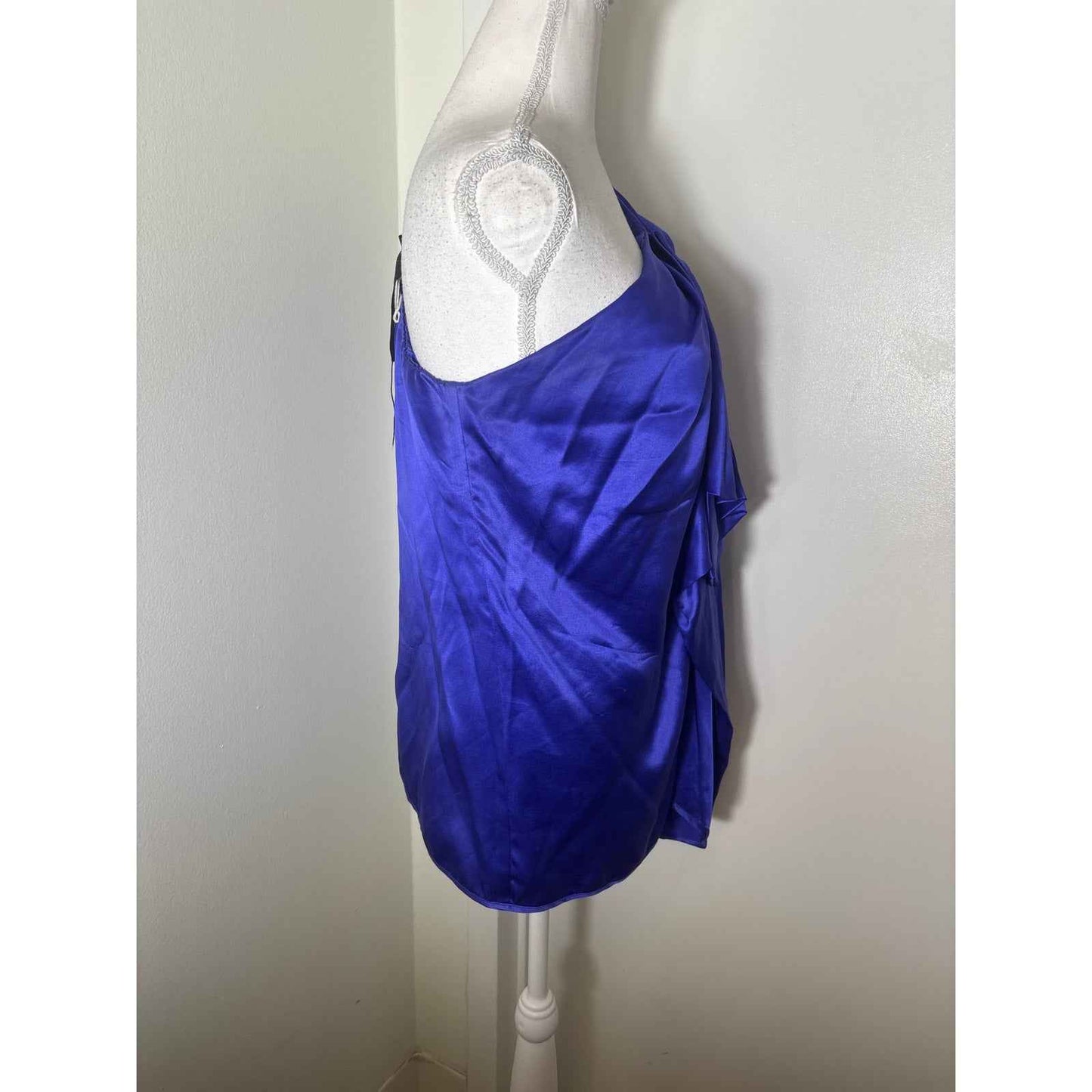 Poleci Bright Purple One Shoulder Silk Special Occasion Top Sz 8