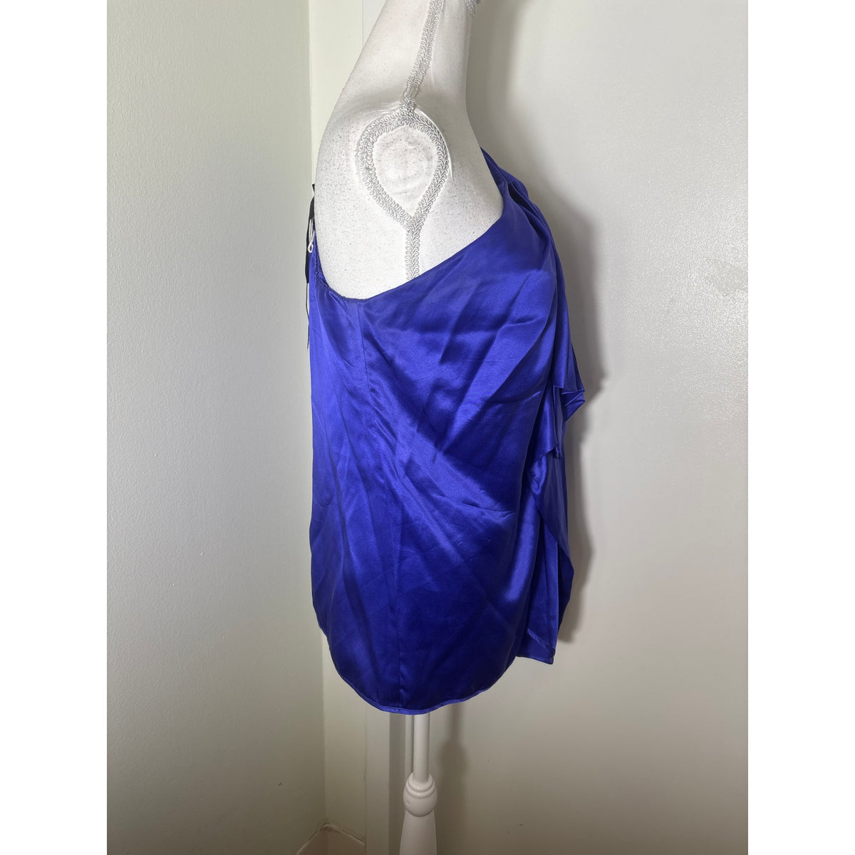 Poleci Bright Purple One Shoulder Silk Special Occasion Top Sz 8