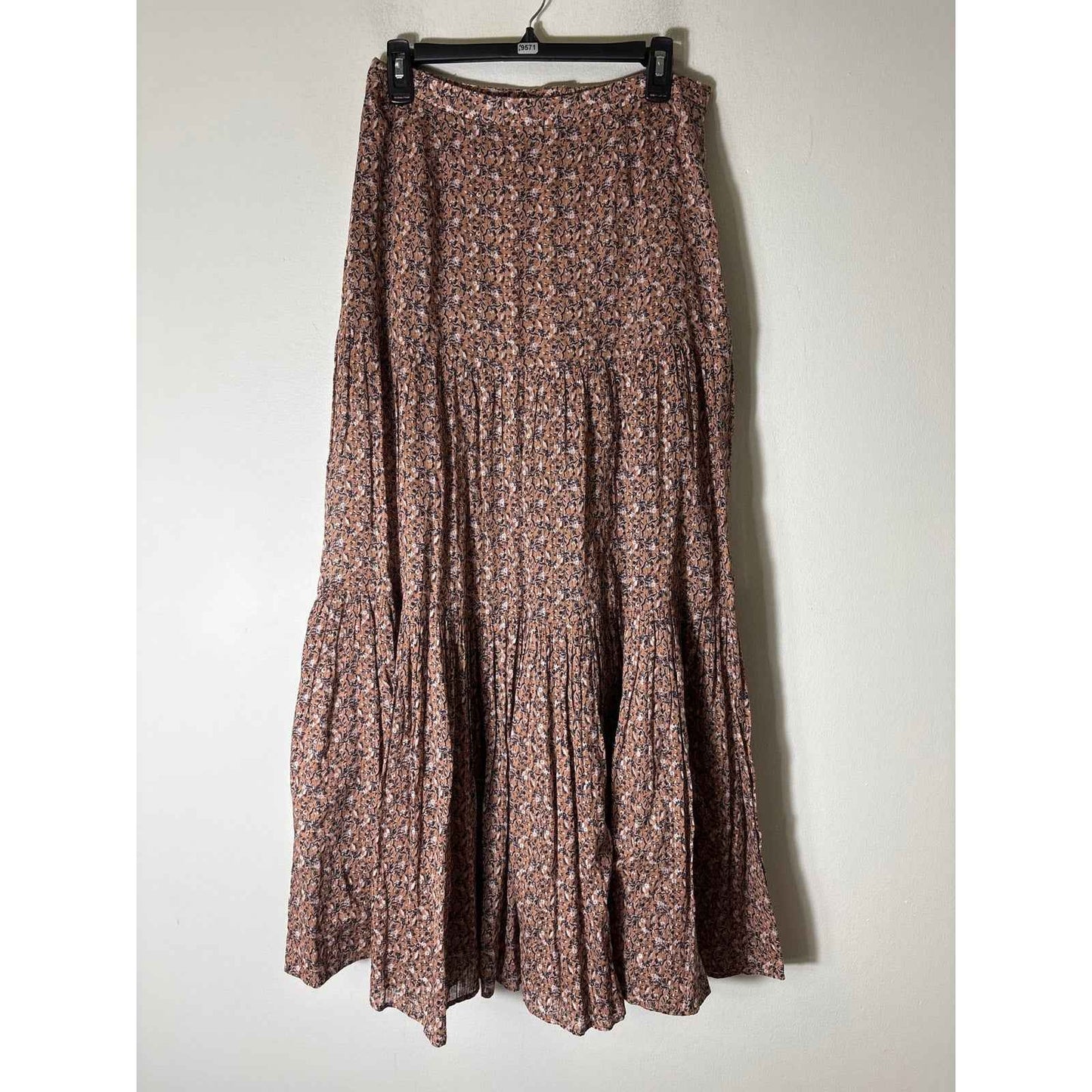 Veronica Beard Brown Floral Cotton Maxi Skirt Sz 8