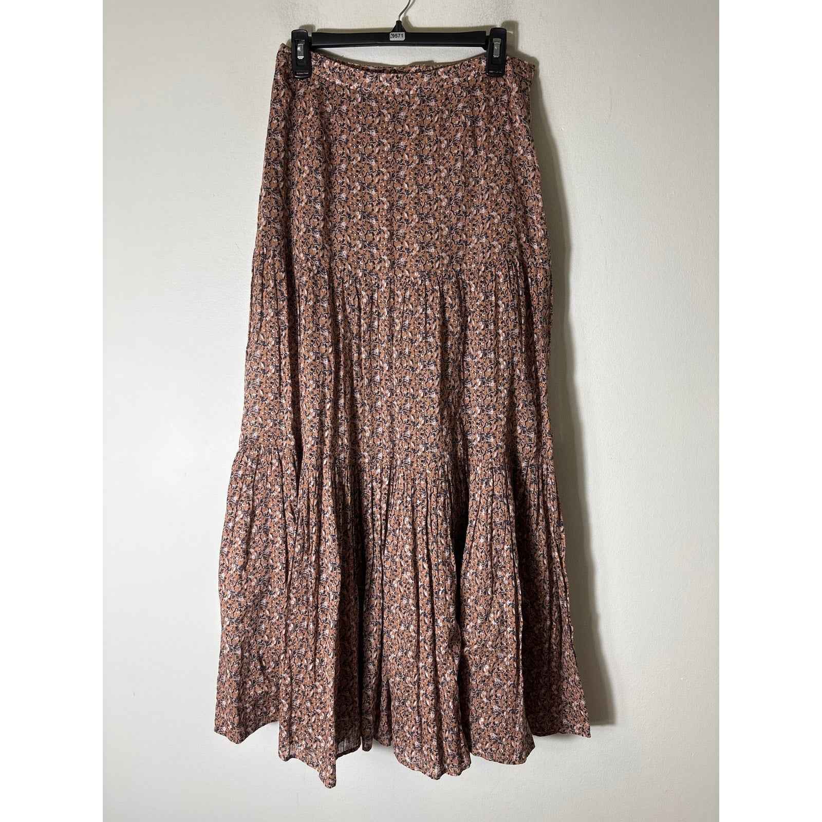 Veronica Beard Brown Floral Cotton Maxi Skirt Sz 8