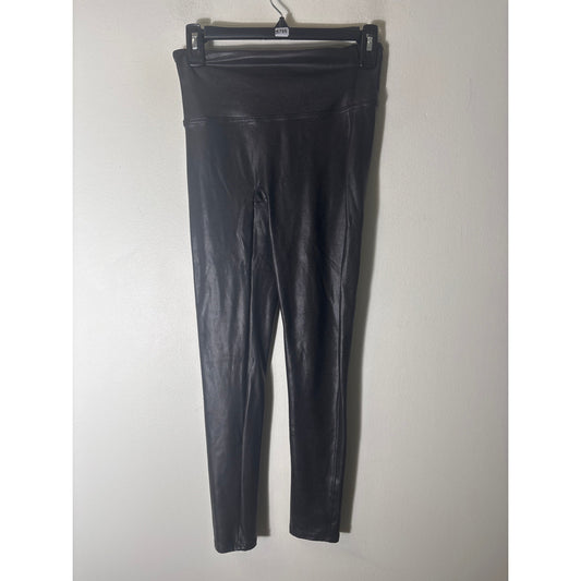 Spanx Black "Metallic" Petite Leggings Sz M