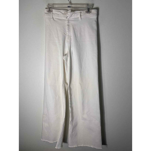Zara Off White The Marine Straight Wide Leg Blue Jeans Sz 6