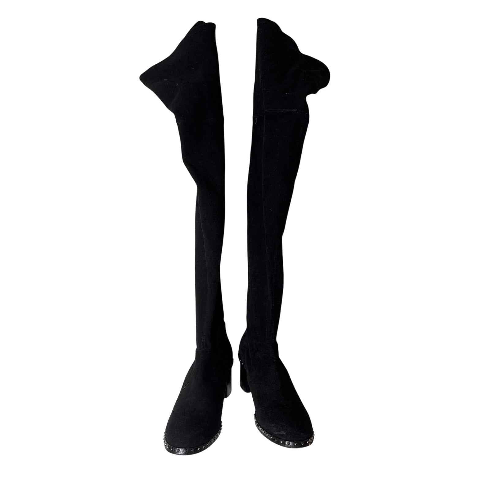 Rag & Bone Black Over the Knee Faux Suede Studded Boots Sz 39.5