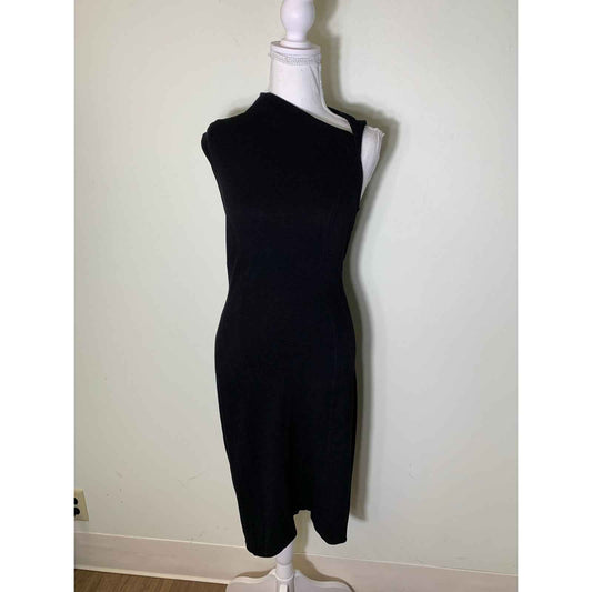 Helmut Helmut Lang Sleeveless Back Zip Bodycon Dress with Asymetrical Collar. Sz S