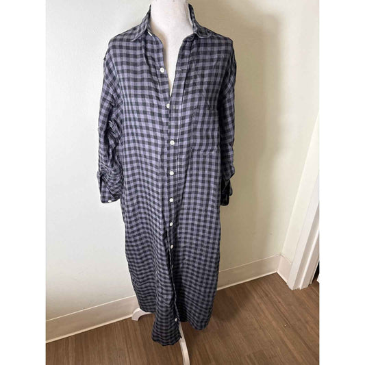 Emily Phillips Gray and Black Check Girlfriend Shirt Maxi Dress Sz 6