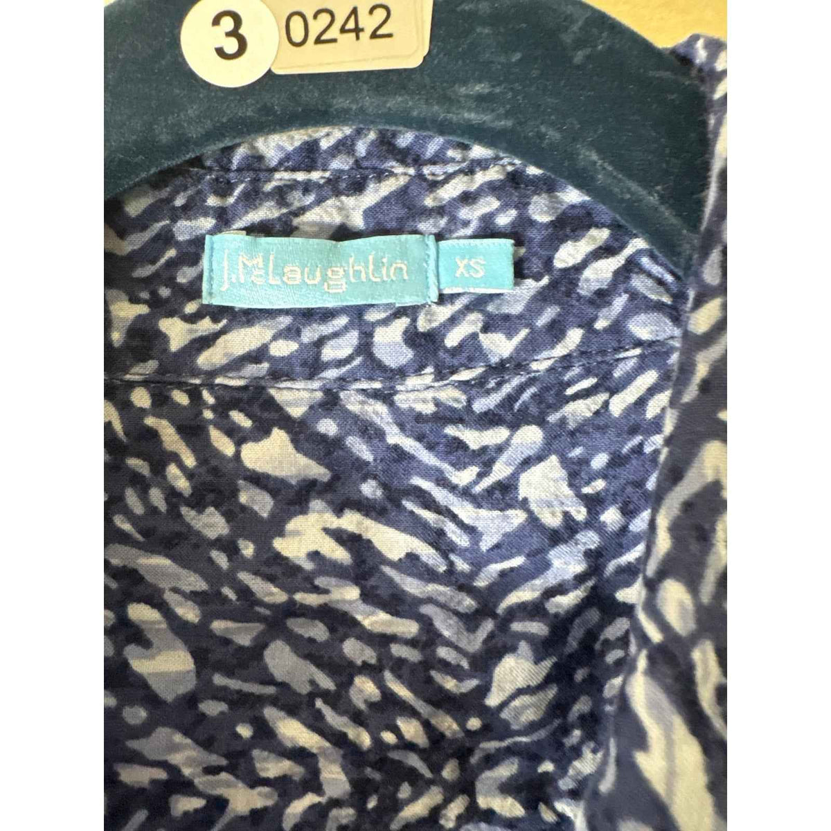 J. McLaughlin Blue Long Sleeve  Cotton Button Up Shirt Sz XS