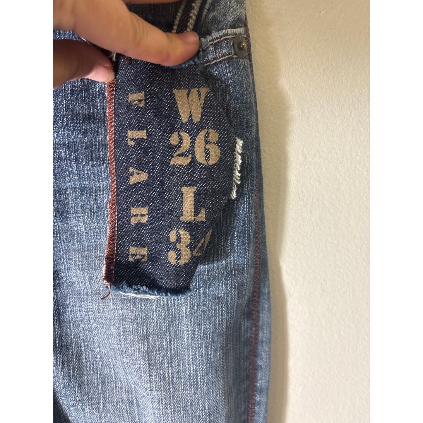 NWT 1921 Western Glove Works Medium Wash Flare Let Blue Jeans Sz 26/34