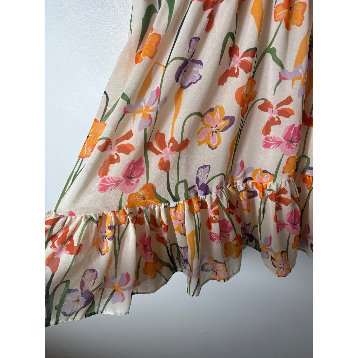 Hutch Multicolor Floral Blouson Short Sleeve Knee Midi Dress Sz M