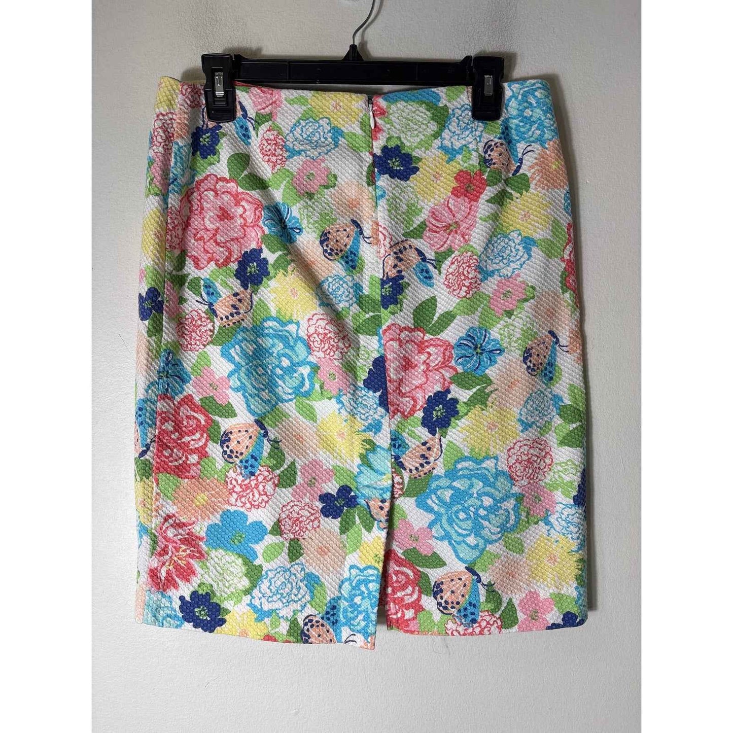 Talbots White Skirt with pink,Yellow,blue&Green Flower print Sz 10P
