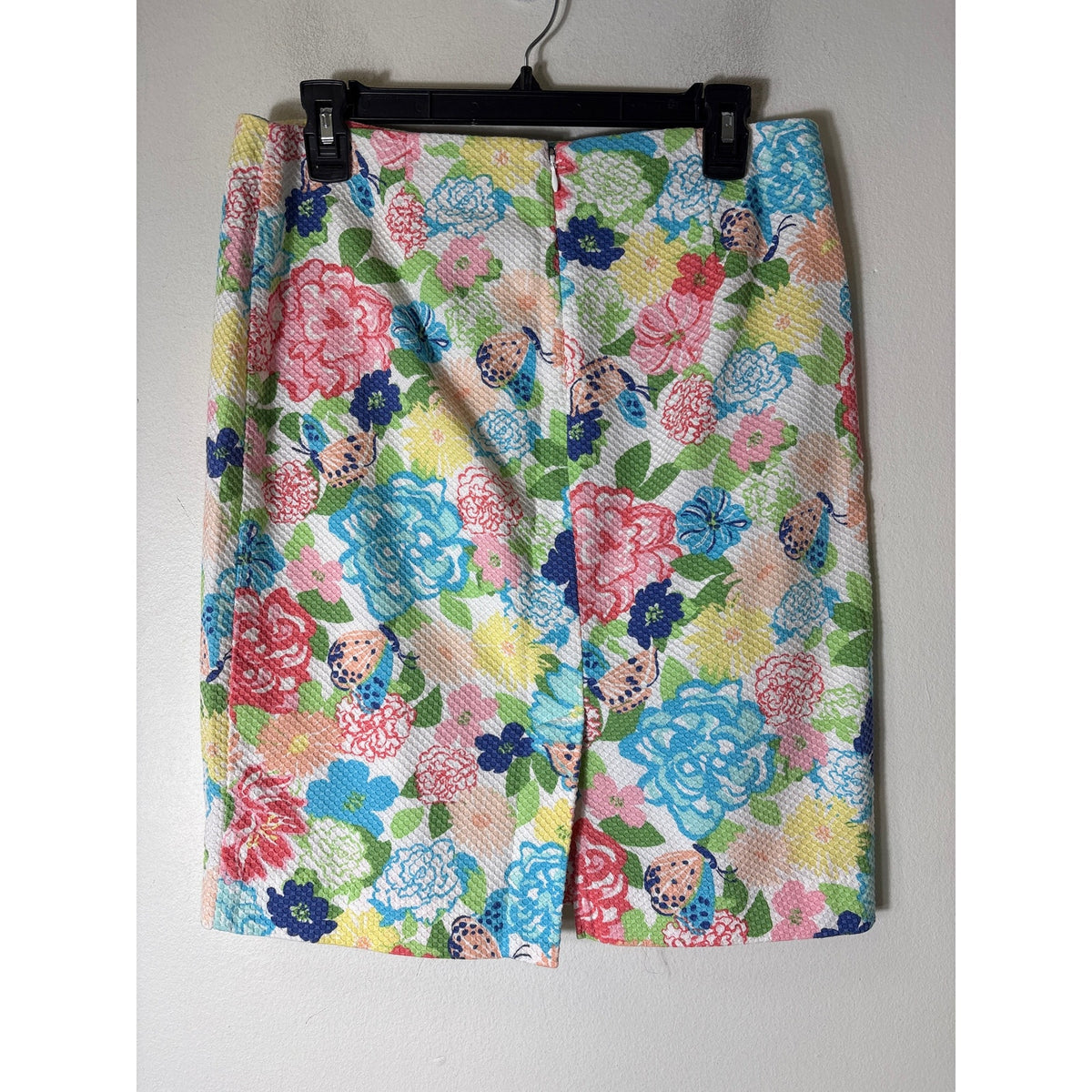 Talbots White Skirt with pink,Yellow,blue&Green Flower print Sz 10P