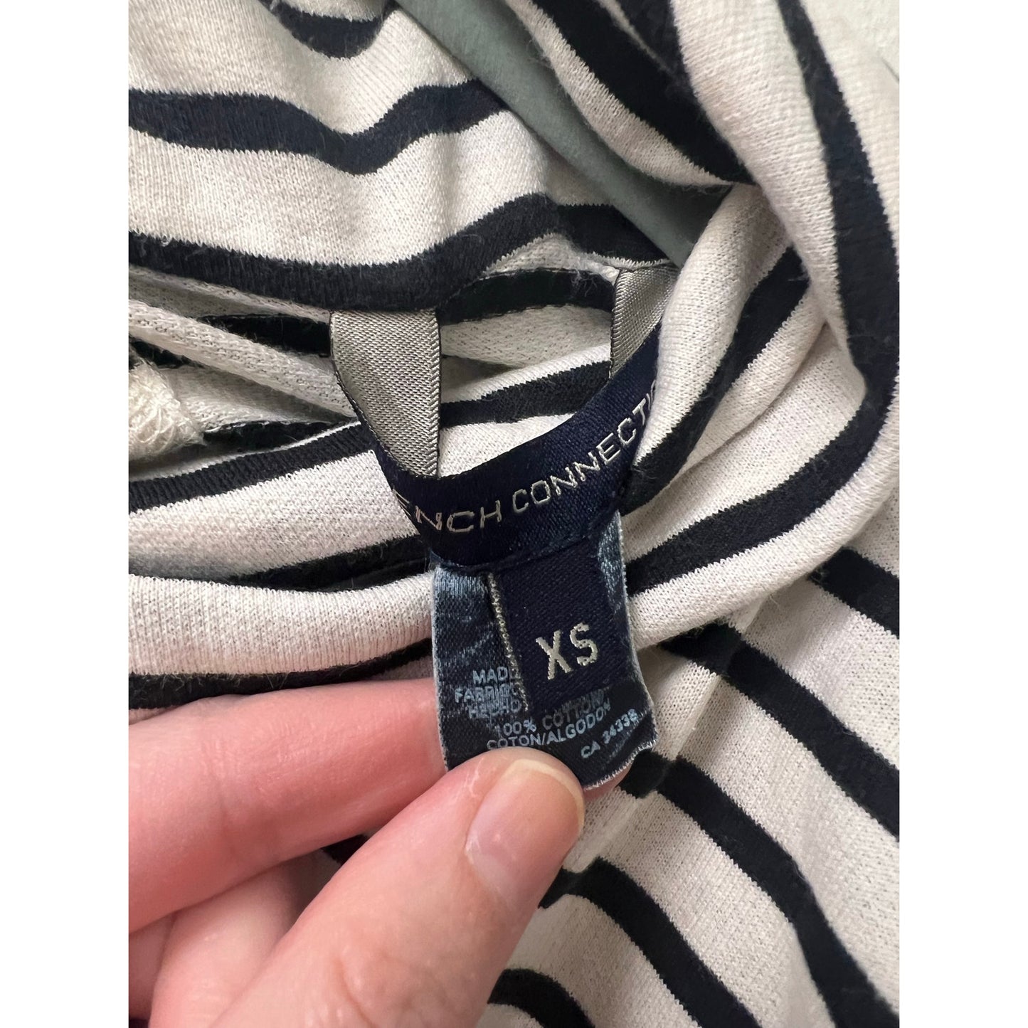 French Connection White and Black Button Up T Shirt Sz XS
