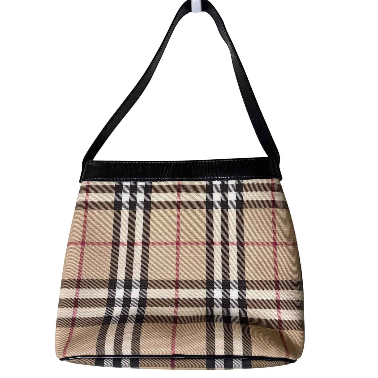 Burberry Classic Vintage Plaid Vinyl Handbag 10"x 8"