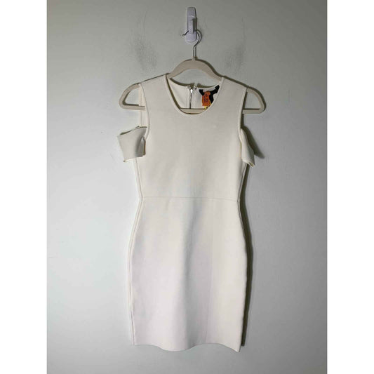 BCBG Maxazria Off White Knee Length Back Zip Sheath Dress Sz Sm