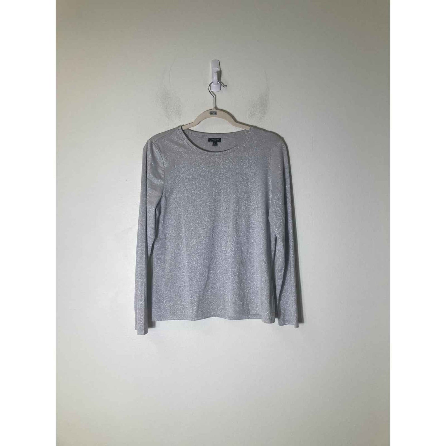 Talbot's Silver Shimmery Long Sleeve Top Sz M Petite