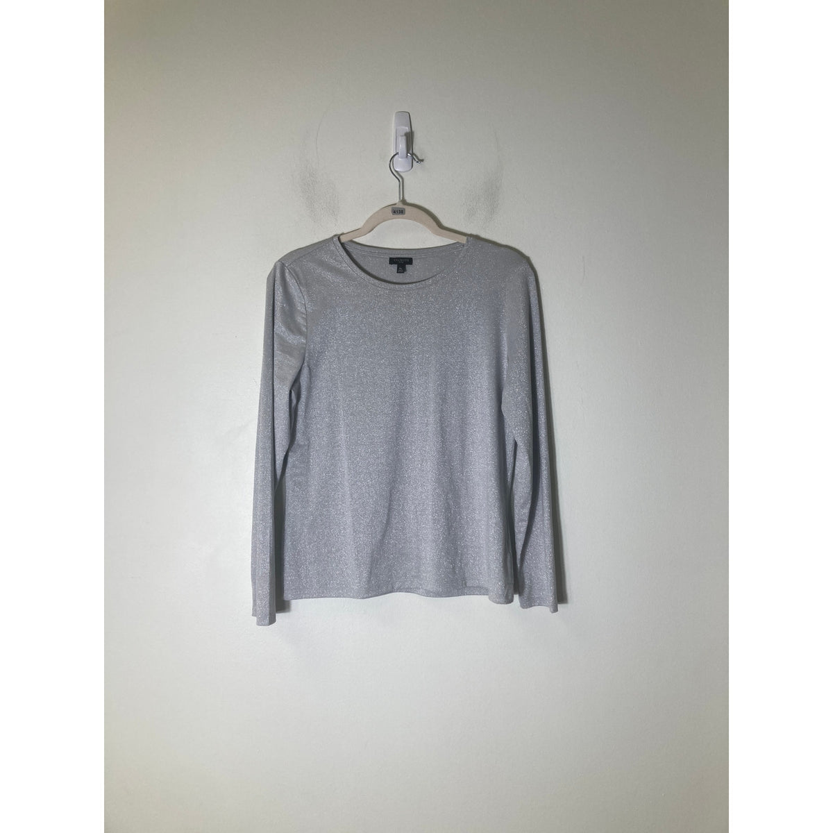 Talbot's Silver Shimmery Long Sleeve Top Sz M Petite
