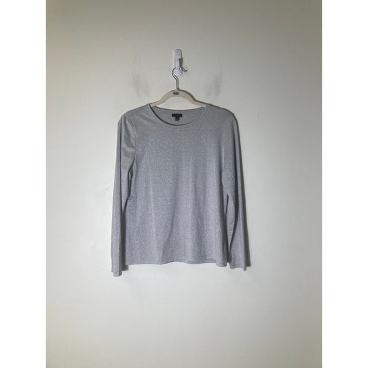 Talbot's Silver Shimmery Long Sleeve Top Sz M Petite