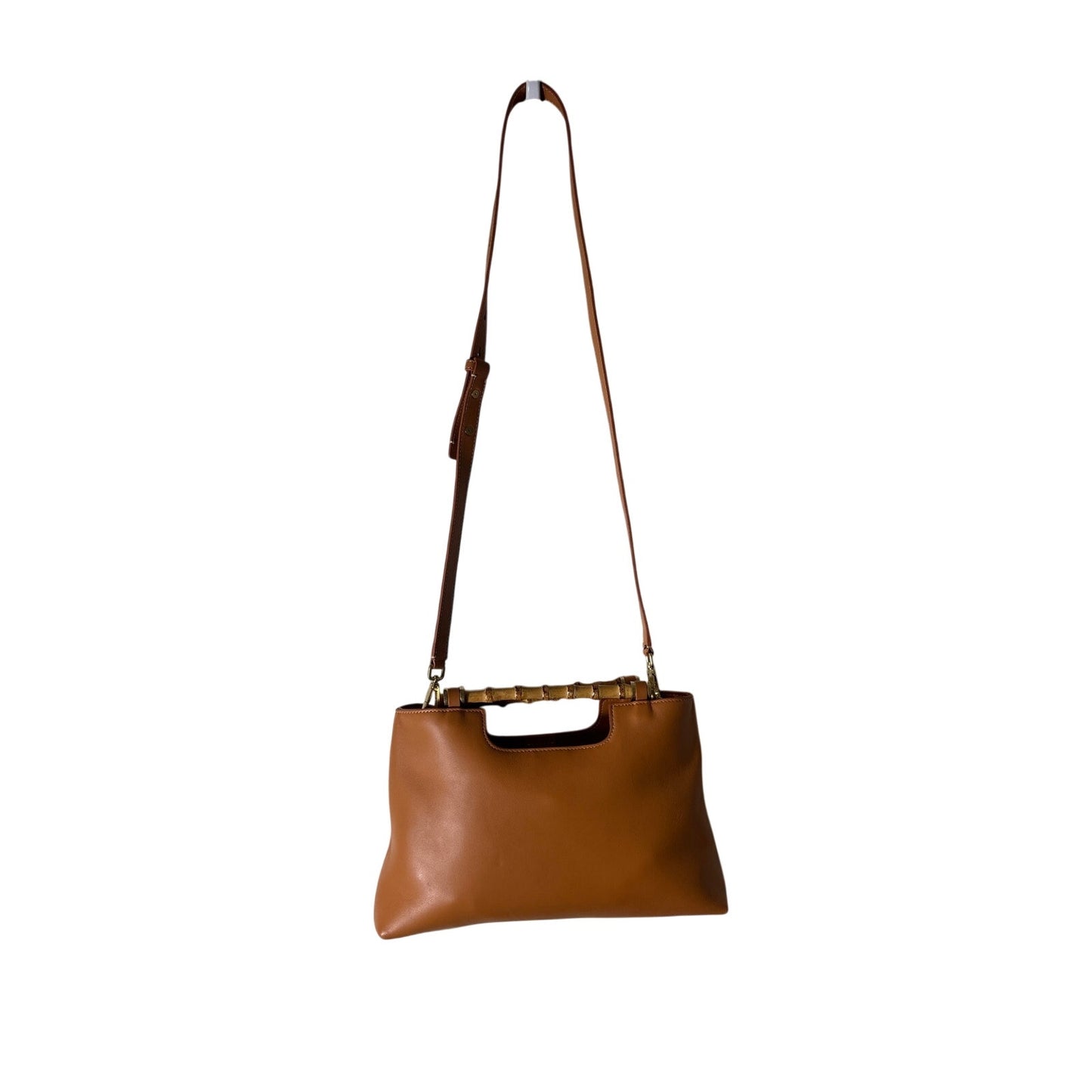 J. McLaughlin Dark Orange Folly Leather Purse with Bamboo Handles