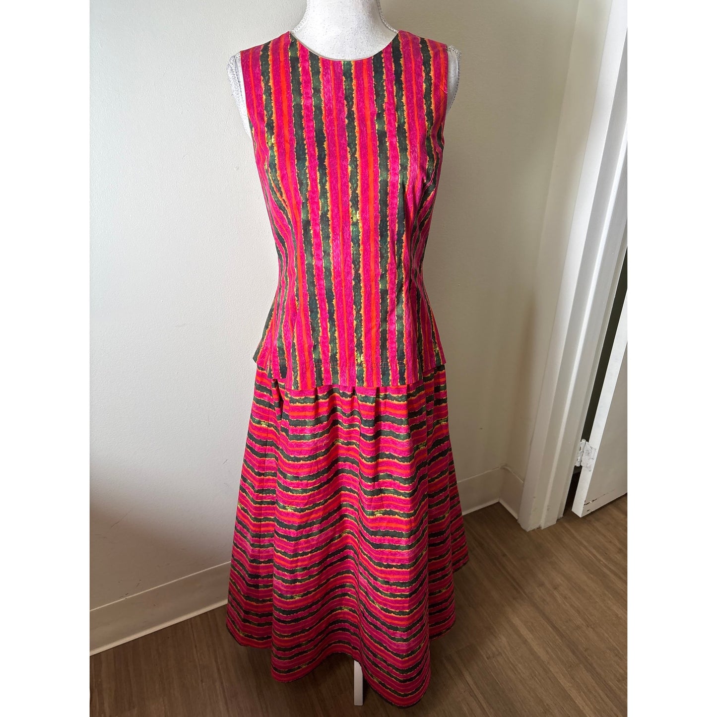 Amir Taghhi SPink Orange Green Sleeveless Sara Maxi Dress Sz 4