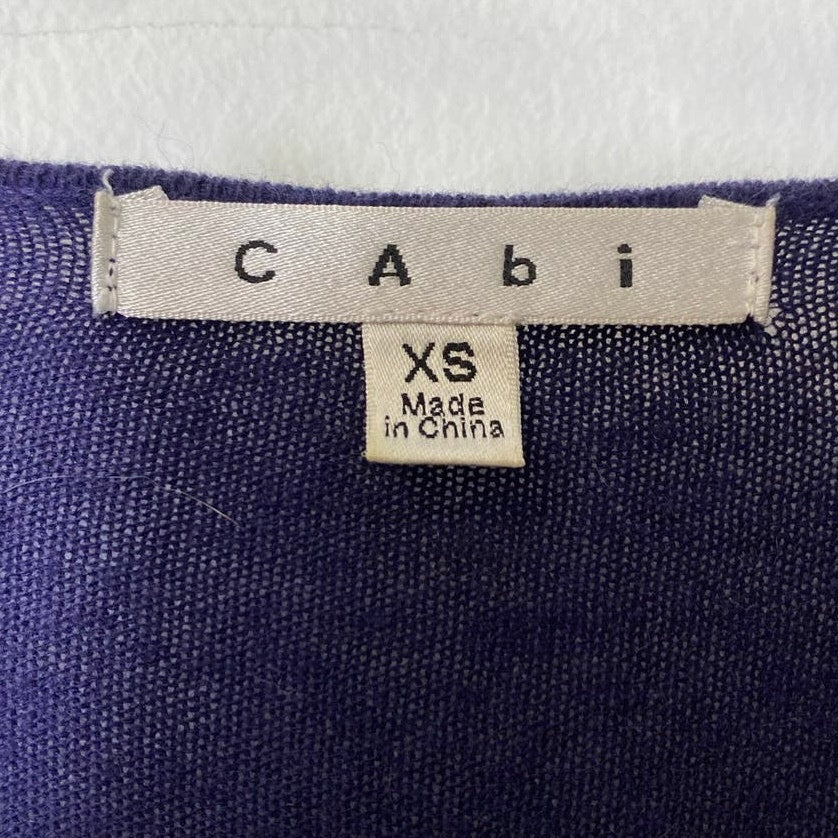 Cabi Navy Blue Pleated Back Long Open Cardigan Sweater Sz XS