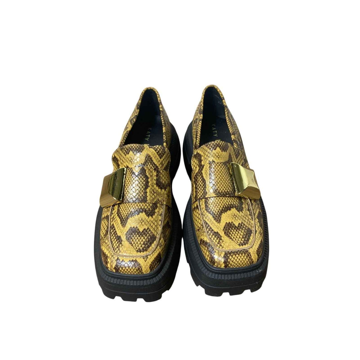 NWOB Katy Perry Yellow Snakeskin Platform Loafer Sz 6