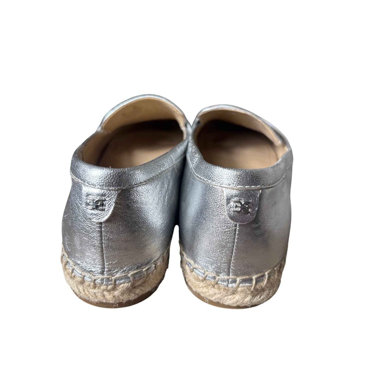 Sam Edelman Silver Metallic Espadrille Penny Loafer Sz 8