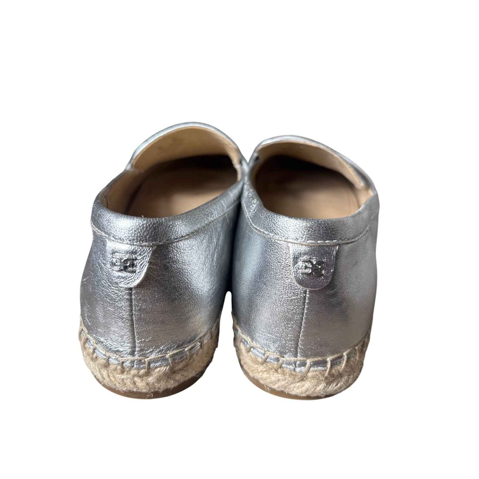 Sam Edelman Silver Metallic Espadrille Penny Loafer Sz 8