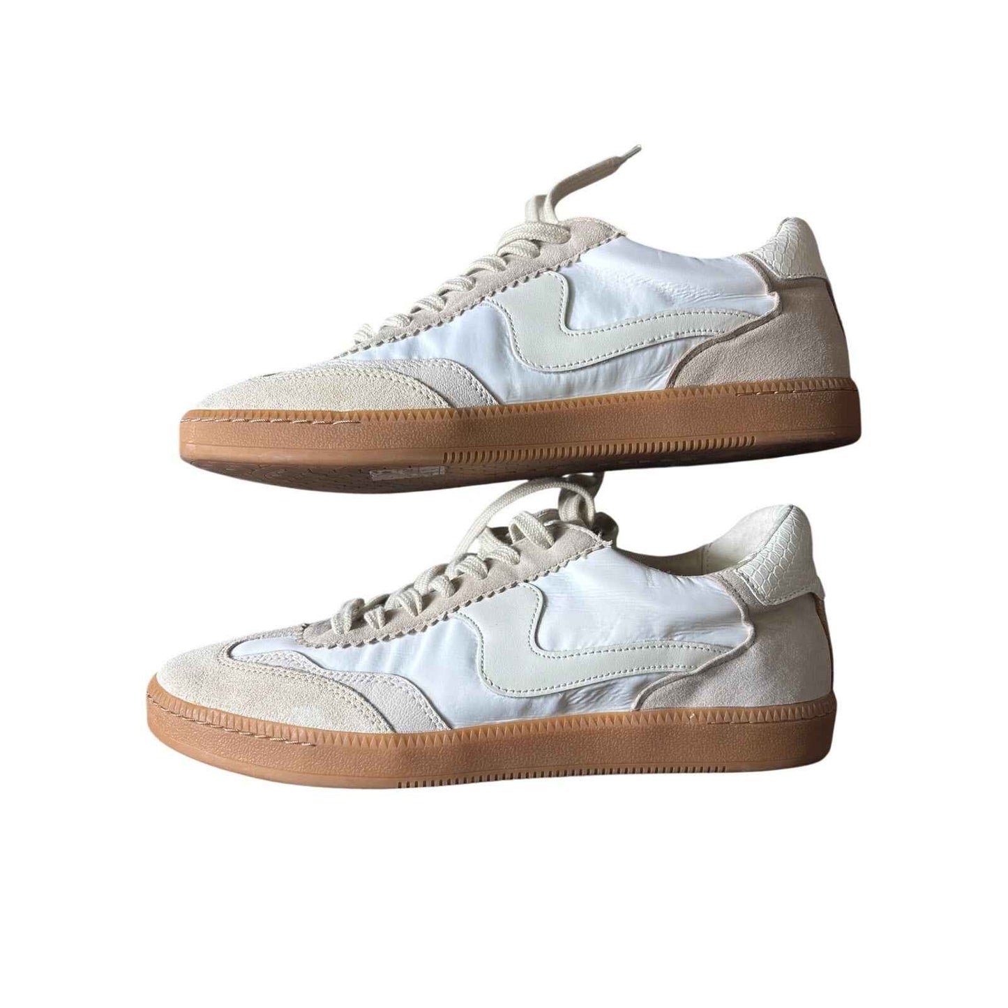 Dolce Vita Tan White Lace Up Fashion Sneakers Sz 10