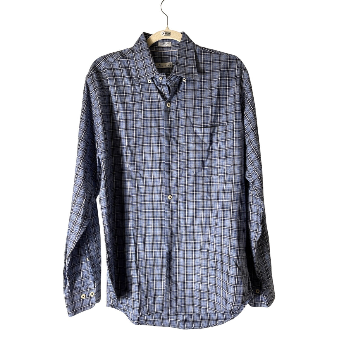 Men's Peter Millar Blue Plaid Long sleeve Button Down Shirt Sz M