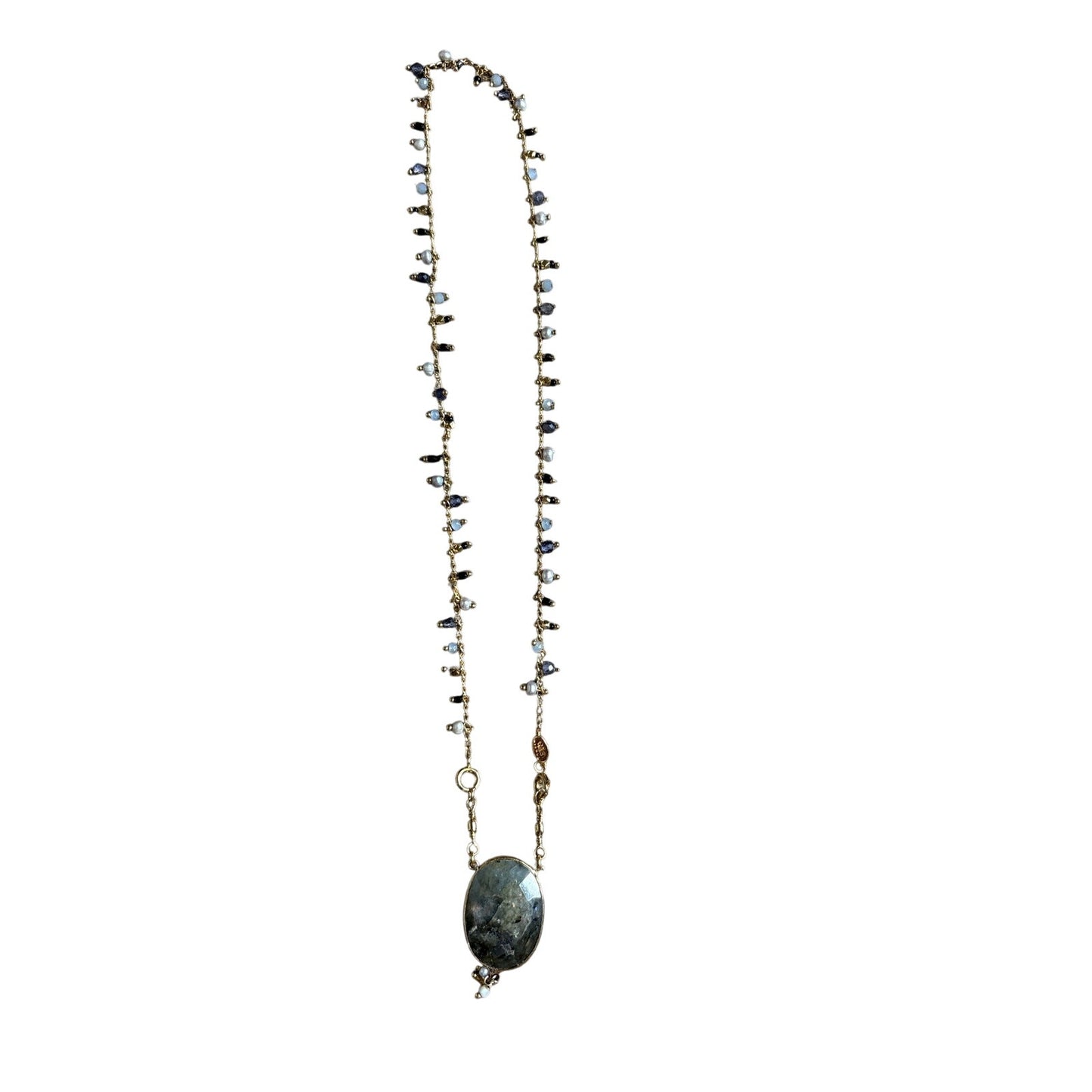 Gas Bijoux Beaded Necklace with Large Gray Stone