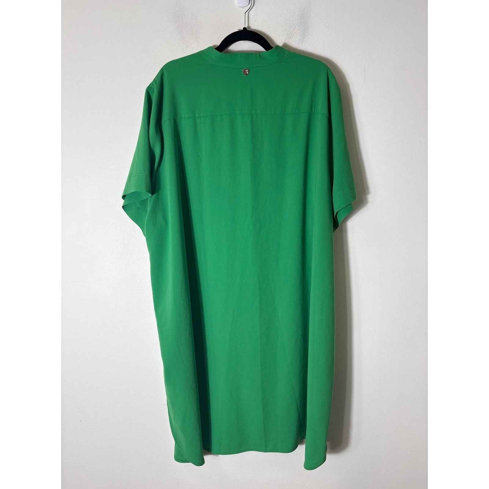 MAT. Bright Green Short Sleeve Button Up Shirt Dress Sz XL