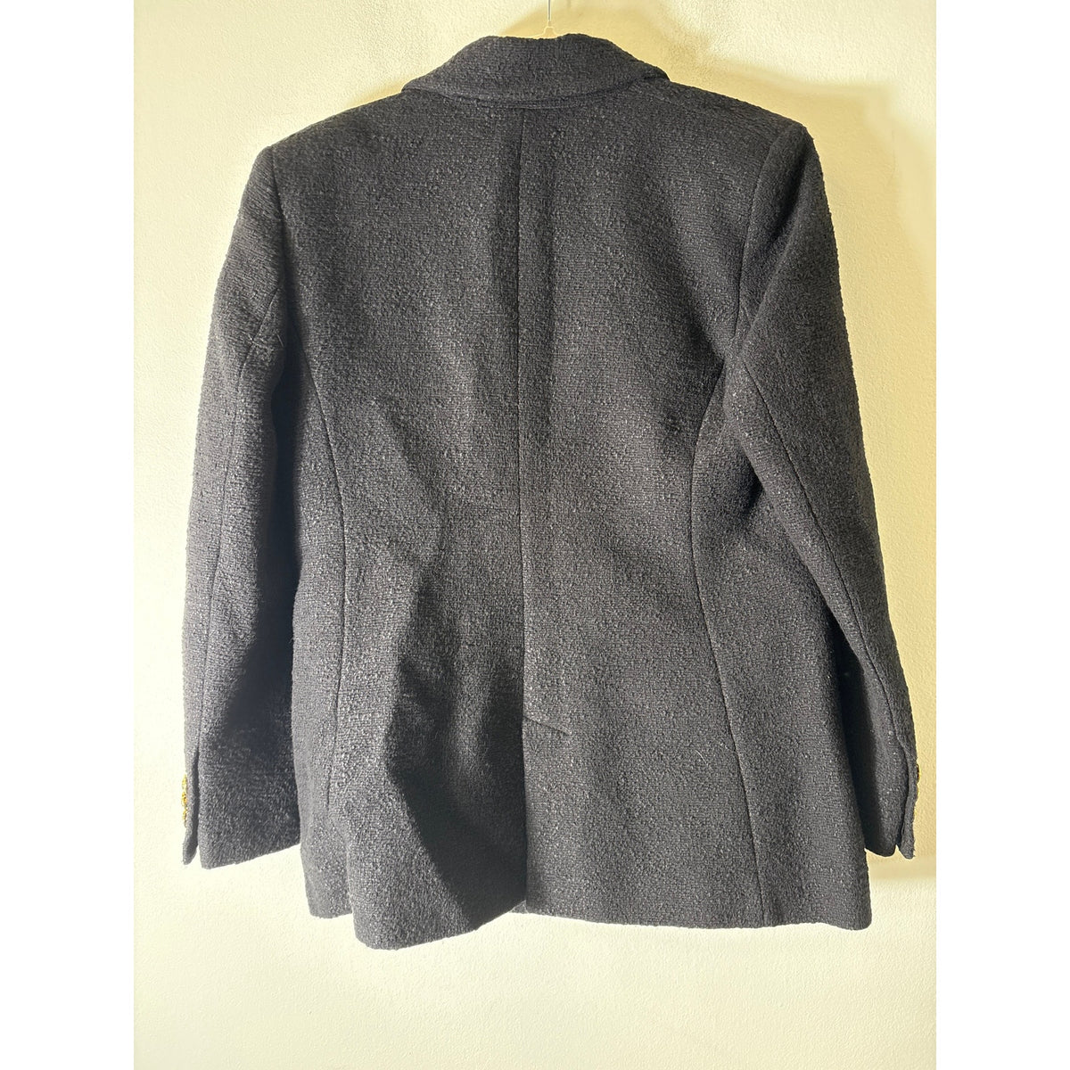 Zara Black Boucle With Gold Button Jacket Sz L