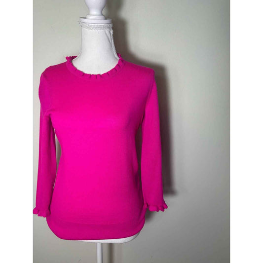 Kate Spade 100% Wool Hot Pink Ruffle Sweater Sz S