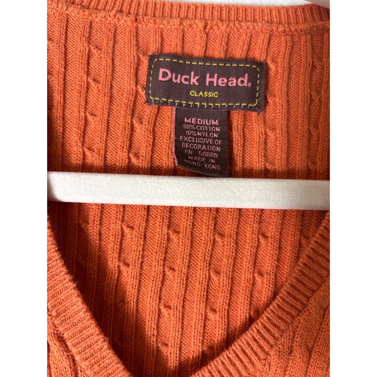 Duck Head Orange Cable Braid Pullover Sweater Sz M