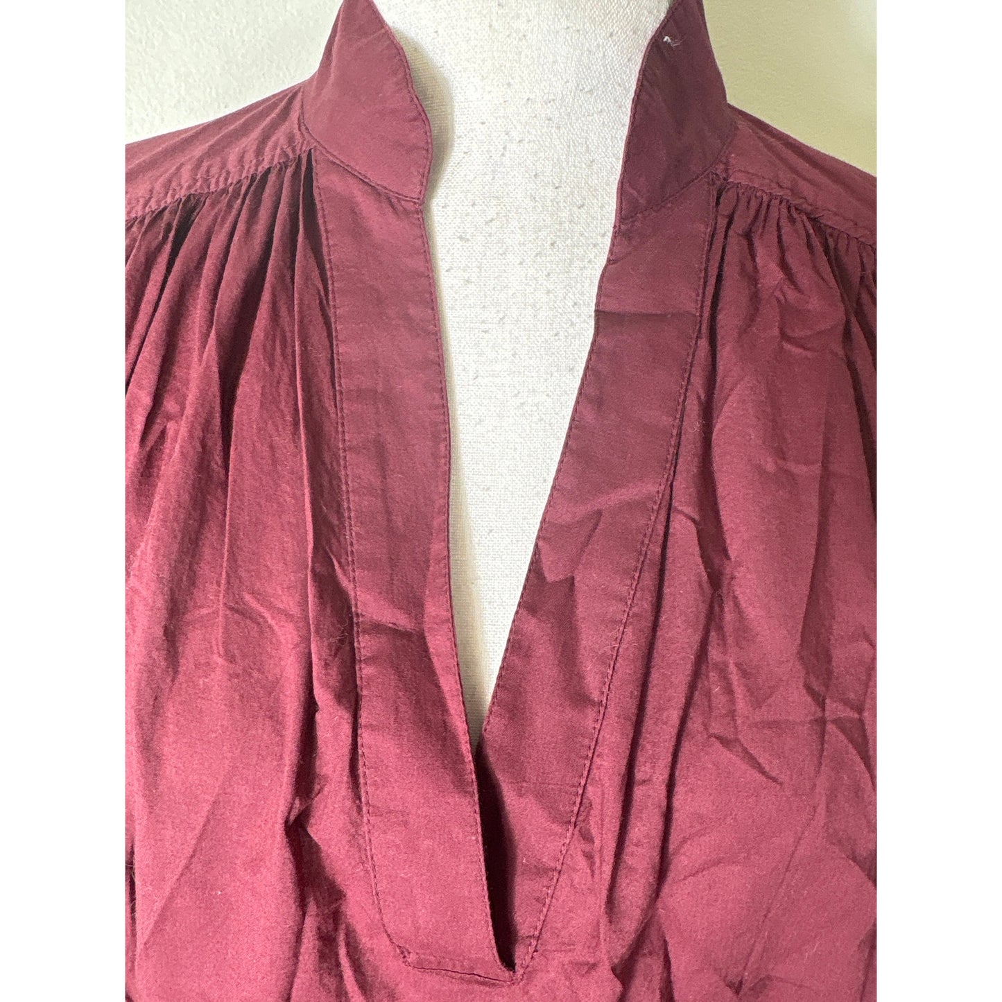 Vanessa Bruno Burgandy Cotton V Neck Top Sz XS/S